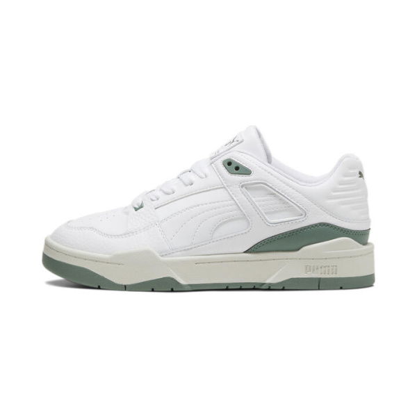 Slipstream Leather Unisex Sneakers in White/Eucalyptus, Size 10, Textile by PUMA