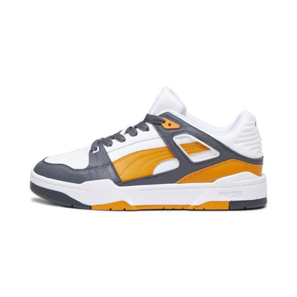 Slipstream Leather Unisex Sneakers in White/Pumpkin Pie, Size 6.5, Textile by PUMA