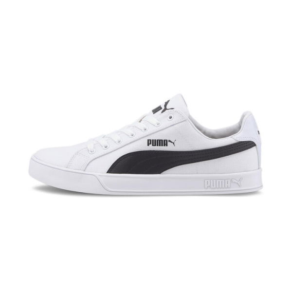 Smash Vulc Canvas Unisex Sneakers in White/Black, Size 12, Textile by PUMA Shoes