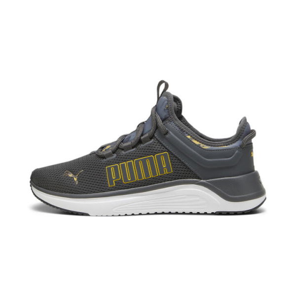 SOFTRIDE Astro Slip MetaCamo Unisex Running Shoes in Shadow Gray/Yellow Sizzle/White, Size 10, Synthetic by PUMA Shoes