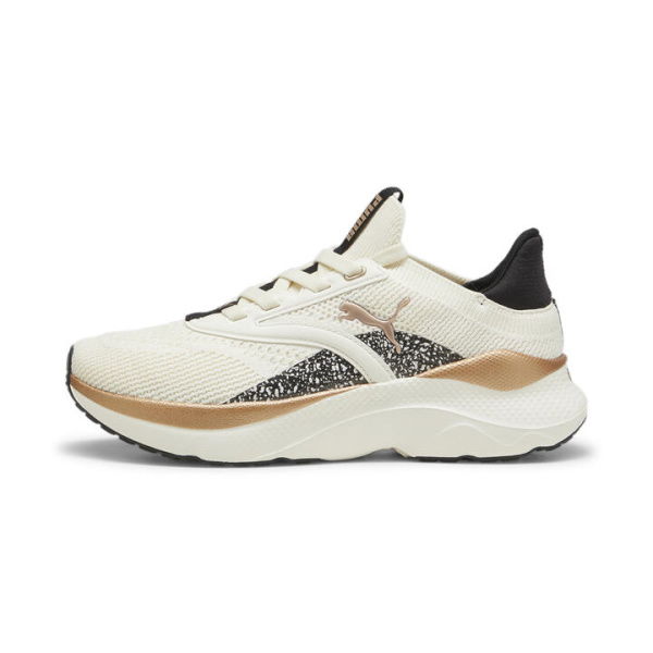 SOFTRIDE Mayve Leopard II Women's Running Shoes in Warm White/Gold/Black, Size 6, Synthetic by PUMA Shoes