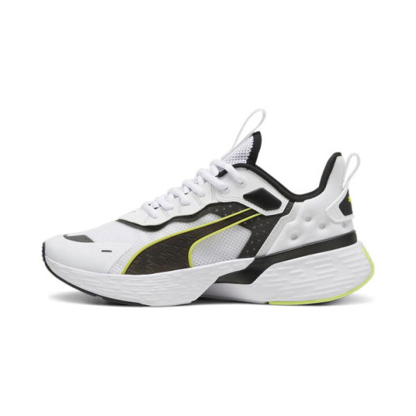 Softride Sway Unisex Running Shoes in White/Black/Lime Pow, Size 7.5 by PUMA Shoes