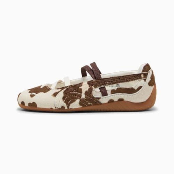 Speedcat Ballet Cow Print Women's Sneakers in Chocolate Brown/Warm White, Size 5.5, Textile by PUMA Shoes
