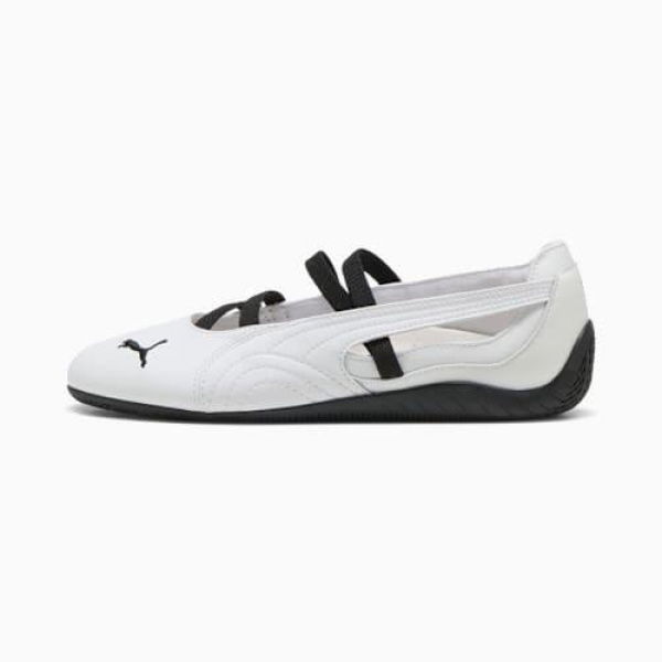 Speedcat Ballet Leather Shoes Women in White/Black, Size 7, Textile by PUMA Shoes