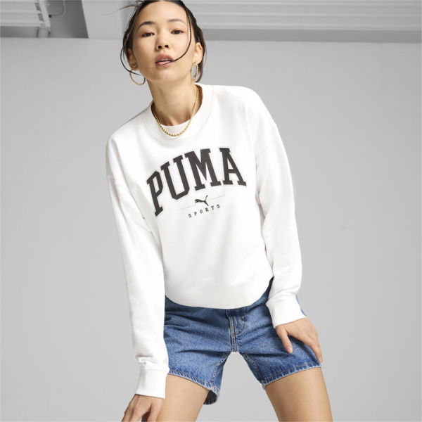 SQUAD Women's Crewneck Sweatshirt in White, Size Large, Cotton/Polyester by PUMA