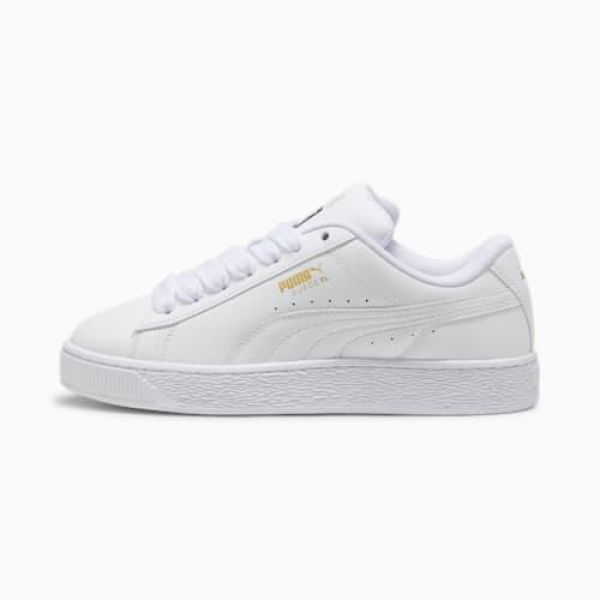 Suede XL Leather Sneakers Unisex in White/Vapor Gray, Size 4 by PUMA