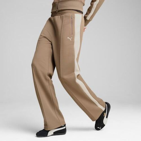 T7 Always On Straight Track Pants Women in Totally Taupe, Size Small, Cotton by PUMA