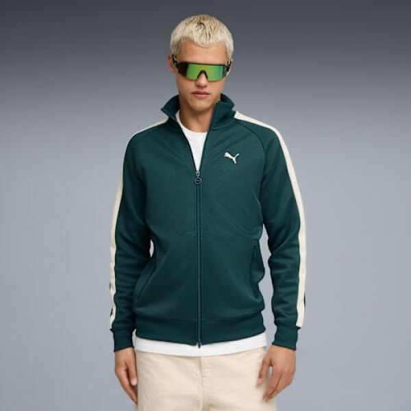 T7 ALWAYS ON Track Men's Jacket in Green Terrain/Alpine Snow, Size Small, Polyester/Cotton by PUMA