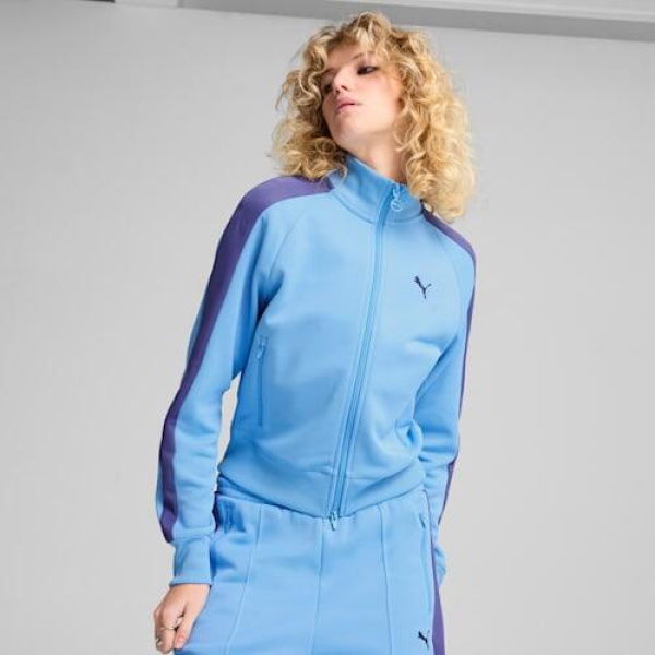 T7 ALWAYS ON Women's Short Track Jacket in Team Light Blue, Size Medium, Polyester/Cotton by PUMA