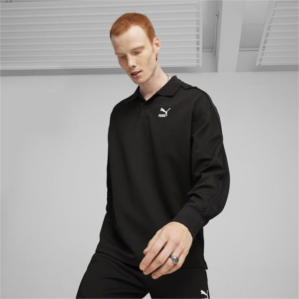 T7 Men's Polo Sweatshirt in Black, Size Large, Polyester/Cotton by PUMA