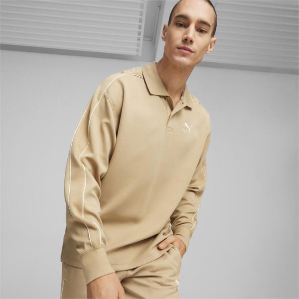 T7 Men's Polo Sweatshirt in Prairie Tan, Size XL, Polyester/Cotton by PUMA