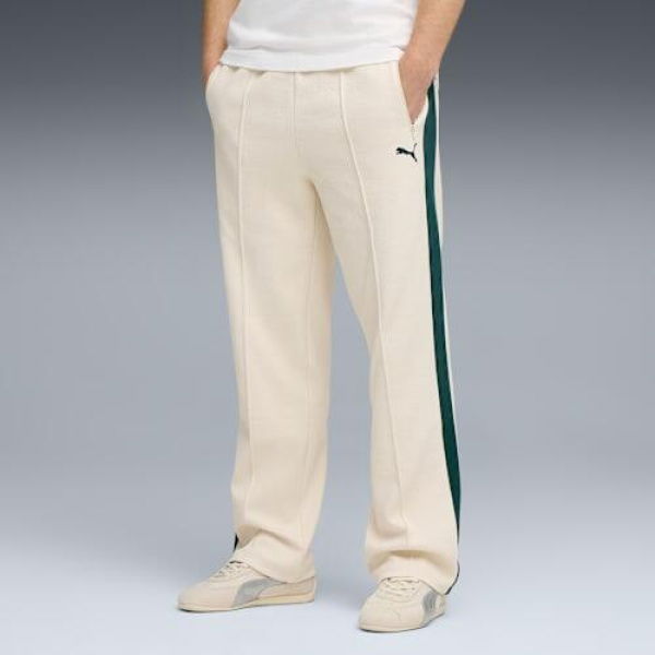 T7 Relaxed Jacquard Unisex Track Pants in Alpine Snow/Green Terrain, Size Small, Cotton by PUMA