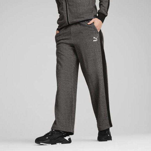 T7 Relaxed Men's Track Pants in Black/Alpine Snow, Size Small, Cotton by PUMA