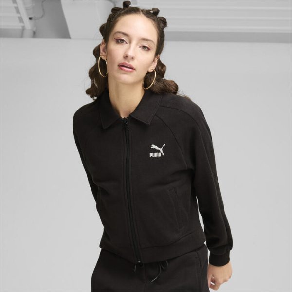 T7 Women's Track Jacket in Black, Size Large, Cotton by PUMA