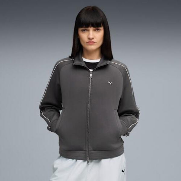 T7 Women's Track Jacket in Dusky Gray, Size XS, Polyester/Elastane by PUMA
