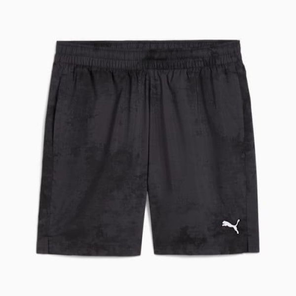 TAD ESSENTIALS Men's Graphic 7 Woven Shorts in Black/Q3, Size Small, Polyester by PUMA