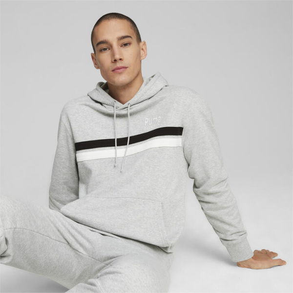 TEAM Men's Hoodie in Light Gray Heather, Size Medium, Cotton by PUMA