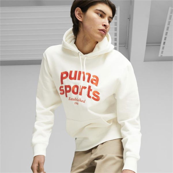 Team Men's Hoodie in Warm White, Size Small by PUMA