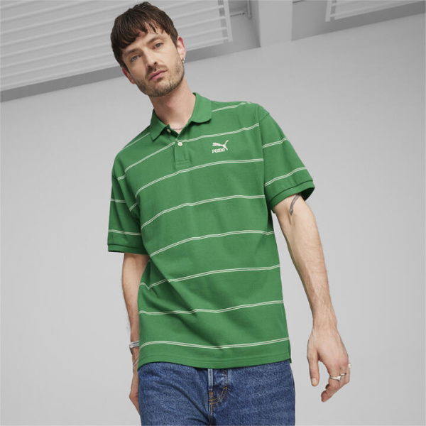 TEAM Men's Polo Top in Archive Green/Aop, Size Small, Cotton by PUMA