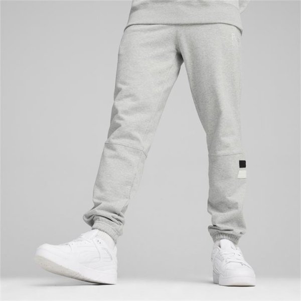 TEAM Men's Sweatpants in Light Gray Heather, Size Large, Cotton by PUMA