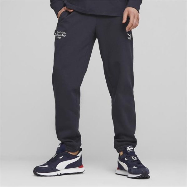 Team Men's Sweatpants in New Navy, Size 2XL, Cotton/Polyester by PUMA