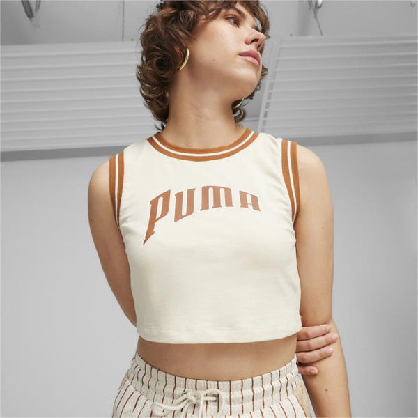 TEAM Women's Graphic Crop Top in Alpine Snow, Size Large, Cotton/Elastane by PUMA