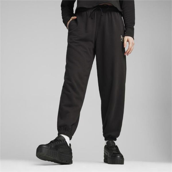 TEAM Women's Relaxed Sweatpants in Black, Size Small, Cotton/Polyester by PUMA