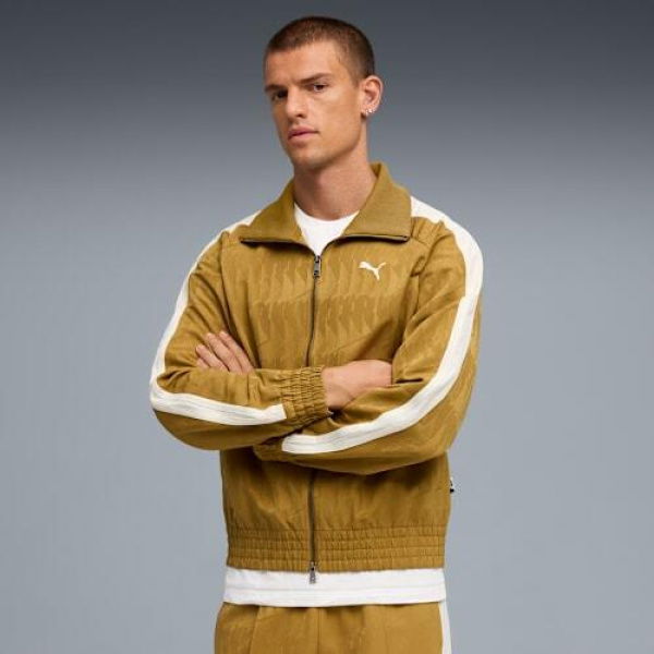 The NeverWorn VI Men's T7 Track Jacket in Honey Butter/Aop, Size Small, Polyester by PUMA