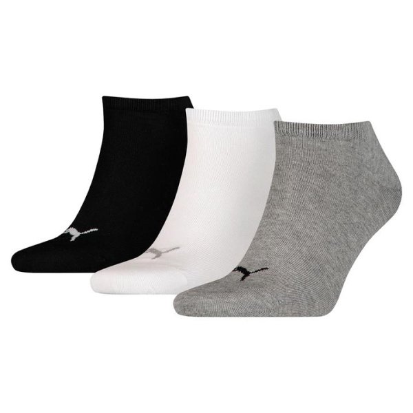 Trainer Socks 3 Pack in grey/white/black, Size 3.5