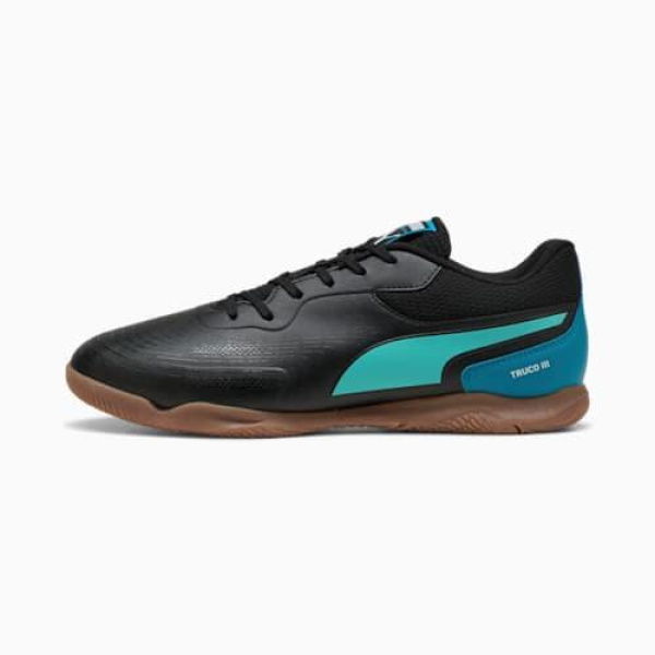 TRUCO III Futsal Unisex Shoes in Black/Aquatic/Tropical Blue, Size 12, Textile by PUMA Shoes