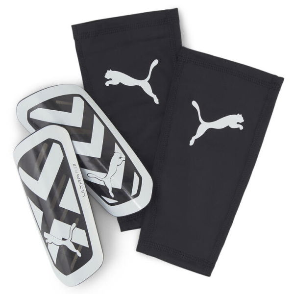 ULTRA Flex Sleeve Unisex Football Shin Guards in Black/White, Size Large by PUMA