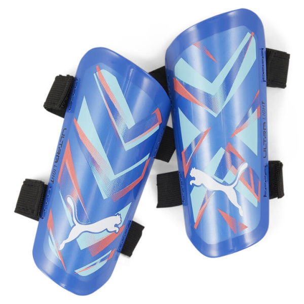 ULTRA Light Strap Football Shin Guards in Bluemazing/Electric Peppermint, Size Large, Ethylenvinylacetat by PUMA