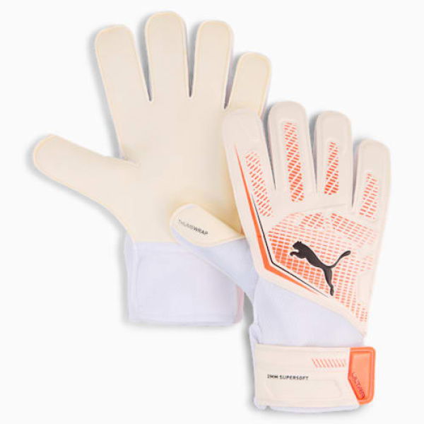 ULTRA PLAY RC Goalkeeper Gloves in White/Glowing Red/Black, Size 7, Latex by PUMA