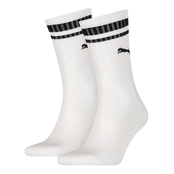 Unisex Crew Heritage Stripe Socks 2 pack in White, Size 3.5