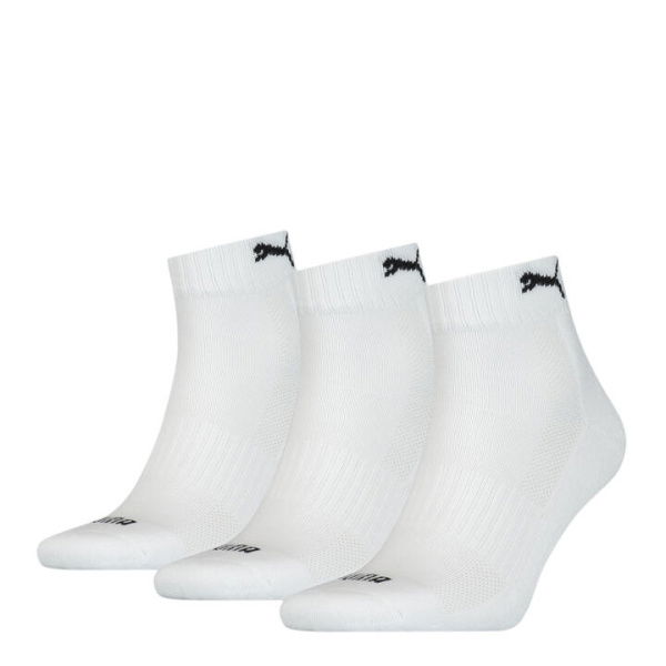 Unisex Cushioned Quarter Socks 3 pack in White, Size 10