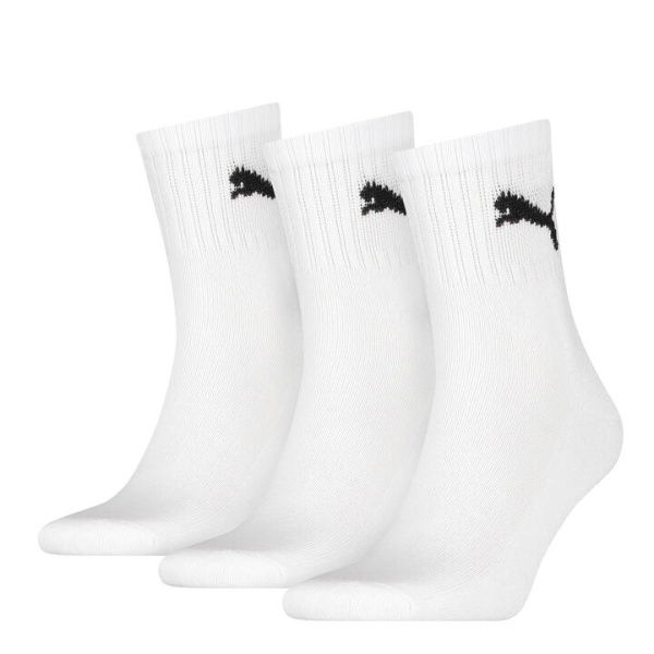 Unisex Short Crew Socks 3 Pack in White, Size 3.5