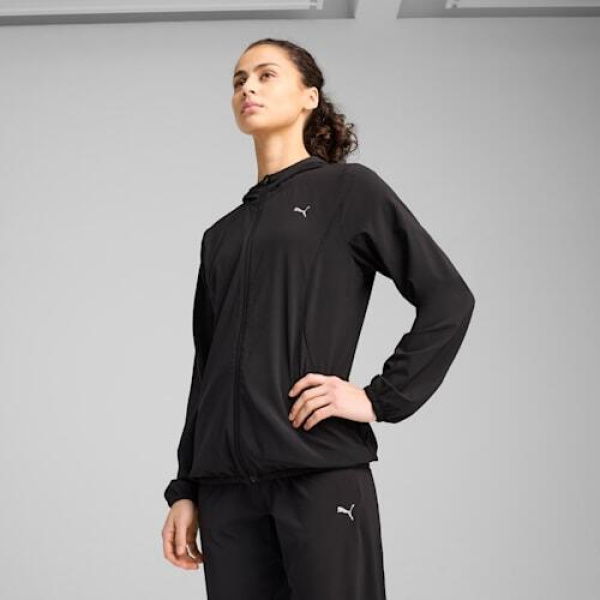 VELOCITY Women's Woven Running Jacket in Black, Size Small, Polyester/Elastane by PUMA