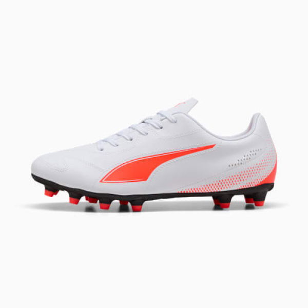 VITORIA II FG/AG Men's Football Boots in White/Glowing Red, Size 7.5 by PUMA Shoes