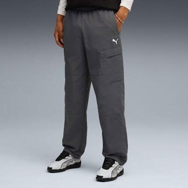 WARDROBE ESSENTIALS Men's Relaxed Cargo Pants in Dusky Gray, Size Small, Polyester by PUMA