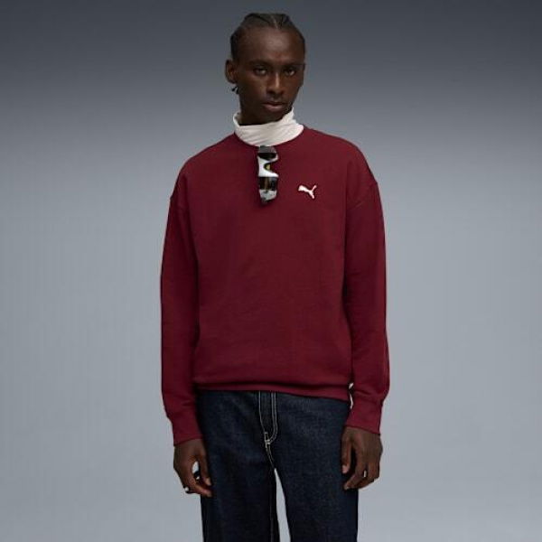 WARDROBE ESSENTIALS Men's Relaxed Crew Top in Ruby Shimmer, Size Medium, Cotton by PUMA