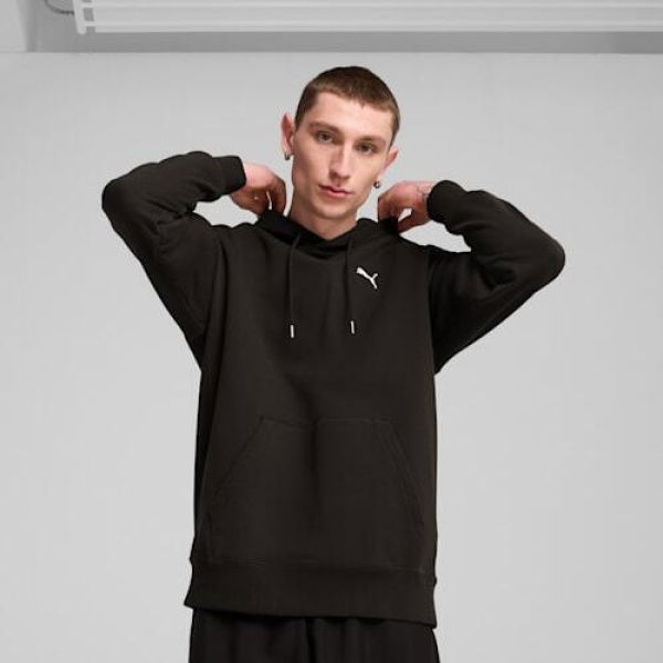 WARDROBE ESSENTIALS Men's Relaxed Hoodie in Black, Size Small, Cotton by PUMA