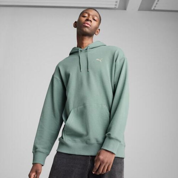 WARDROBE ESSENTIALS Men's Relaxed Hoodie in Green Moon, Size Medium, Cotton by PUMA