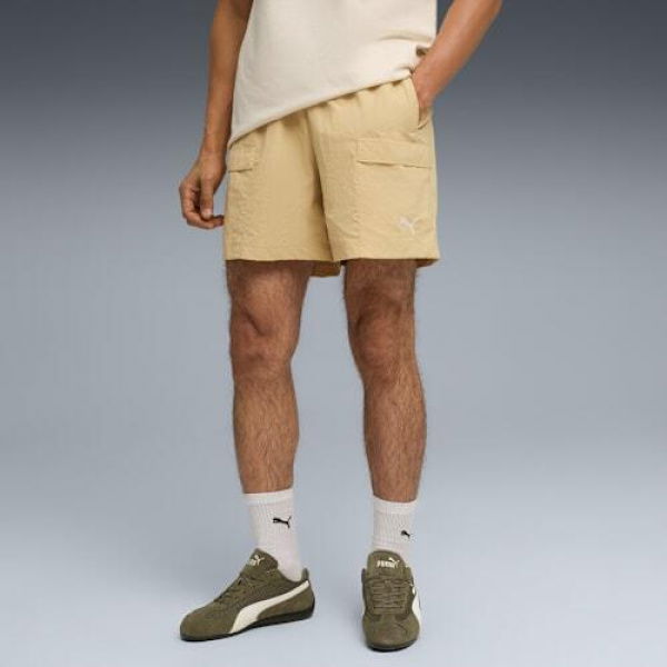 WARDROBE ESSENTIALS Relaxed Men's Cargo Shorts 6 Pants in Pebble Path, Size Medium, Polyester by PUMA