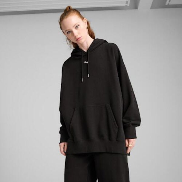 WARDROBE ESSENTIALS Women's Oversized Hoodie in Black, Size XS, Cotton/Polyester by PUMA Shoes