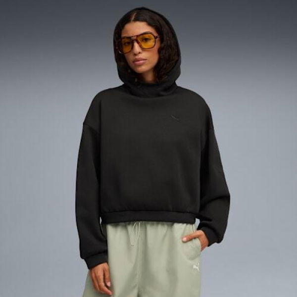 WARDROBE ESSENTIALS Women's Oversized Hoodie in Black, Size XS, Cotton/Polyester by PUMA