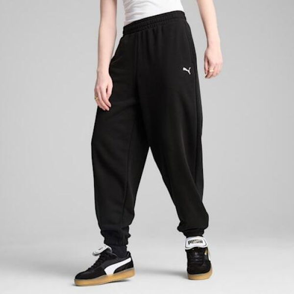 WARDROBE ESSENTIALS Women's Relaxed Sweatpants in Black, Size Small, Cotton by PUMA
