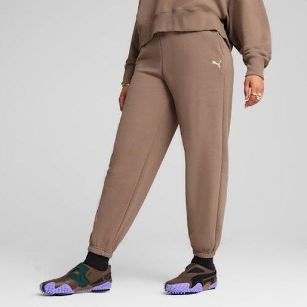 WARDROBE ESSENTIALS Women's Relaxed Sweatpants in Totally Taupe, Size Small, Cotton by PUMA