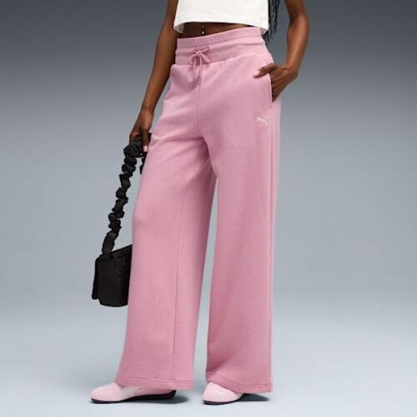 WARDROBE ESSENTIALS Women's Relaxed Wide Leg Sweatpants in Poised Pink, Size XS, Cotton by PUMA