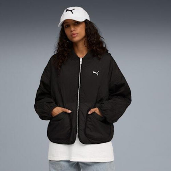 WARDROBE ESSENTIALS Women's Reversible Liner Jacket in Black, Size Medium, Polyester/Elastane by PUMA