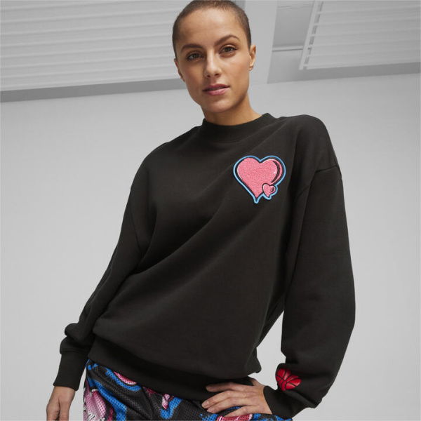 Whole Lotta Love Women's Basketball Sweatshirt in Black, Size XS, Cotton by PUMA